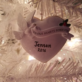 In our hearts forever ornament from Andy's mom and dad